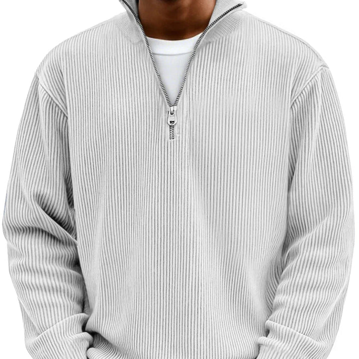 Men's High Neck Sweater Zip-Up Knitted Ribbed Funnel Neck Pullover Casual Smart-Casual Layering Everyday Warm Ronson