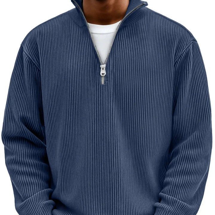 Men's High Neck Sweater Zip-Up Knitted Ribbed Funnel Neck Pullover Casual Smart-Casual Layering Everyday Warm Ronson