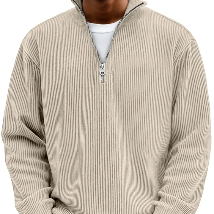 Men's High Neck Sweater Zip-Up Knitted Ribbed Funnel Neck Pullover Casual Smart-Casual Layering Everyday Warm Ronson