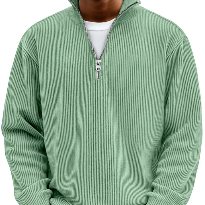 Men's High Neck Sweater Zip-Up Knitted Ribbed Funnel Neck Pullover Casual Smart-Casual Layering Everyday Warm Ronson