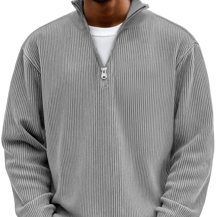 Men's High Neck Sweater Zip-Up Knitted Ribbed Funnel Neck Pullover Casual Smart-Casual Layering Everyday Warm Ronson