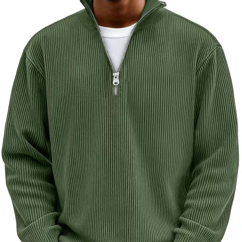 Men's High Neck Sweater Zip-Up Knitted Ribbed Funnel Neck Pullover Casual Smart-Casual Layering Everyday Warm Ronson