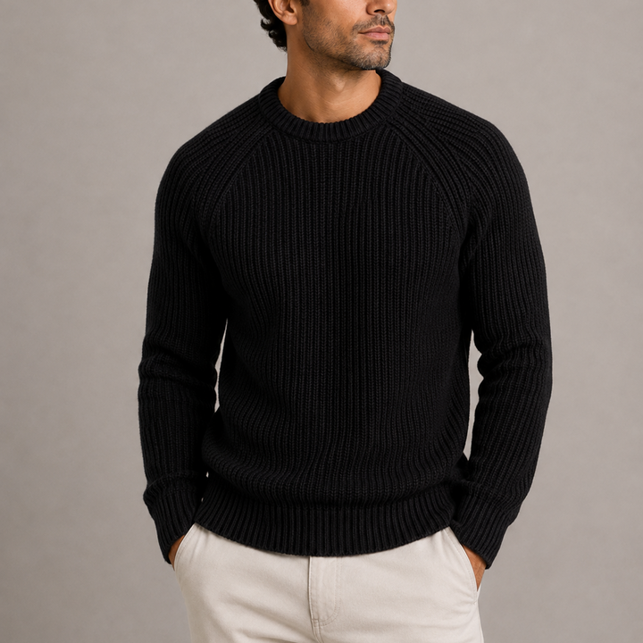 Men's Heavyweight Ribbed Knit Sweater Relaxed Fit Long Sleeve Pullover Casual