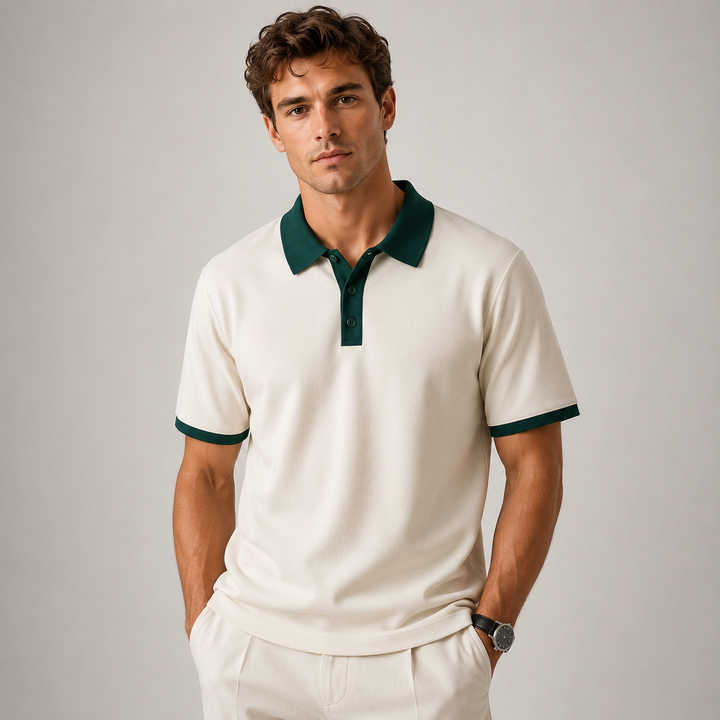 Contrast Collar Drop Shoulder Polo