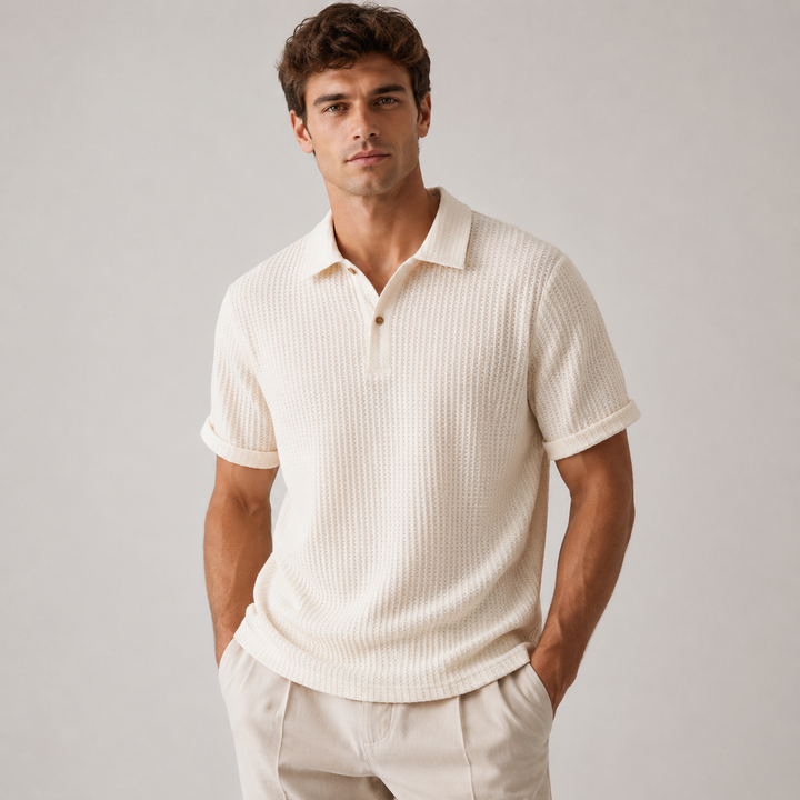 Short Sleeve Waffle Knit Polo