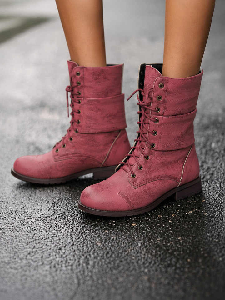 Rowena | Women's Winter Boot Lace-Up Mid-Calf Combat