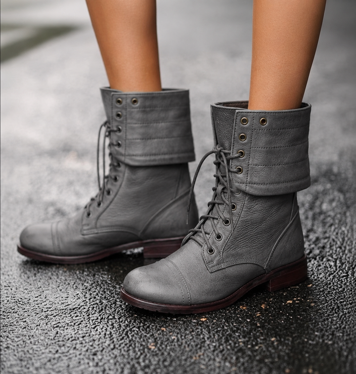 Rowena | Women's Winter Boot Lace-Up Mid-Calf Combat