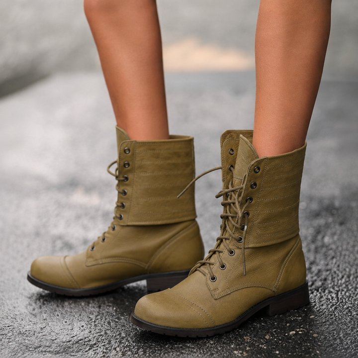 Rowena | Women's Winter Boot Lace-Up Mid-Calf Combat