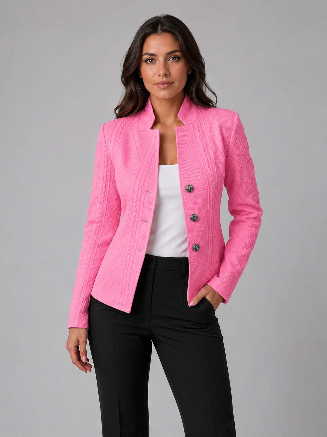 Women's Textured Tailored Blazer – Structured Fit Jacket