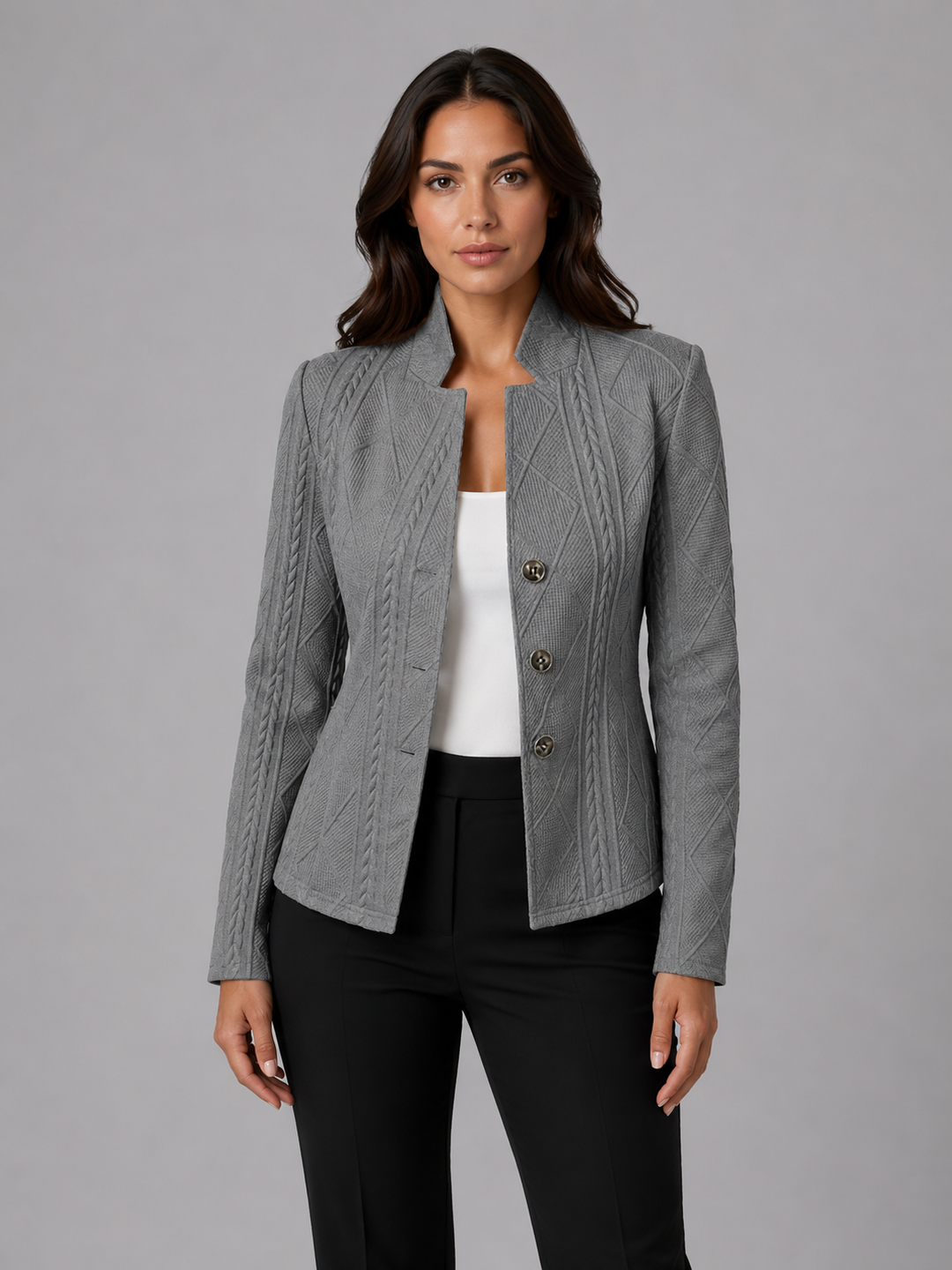 Women's Textured Tailored Blazer – Structured Fit Jacket