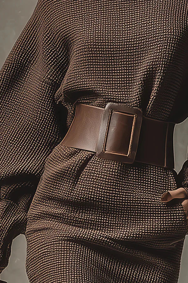 Bianca | Vestido Corto de Punto con Cinturón Ajustado