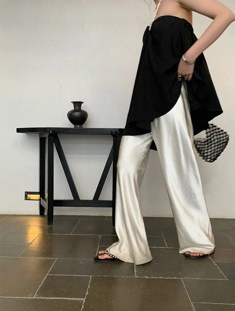 Gaia | Satin-Finish Wide-Leg Trousers