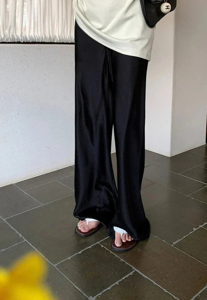 Gaia | Satin-Finish Wide-Leg Trousers