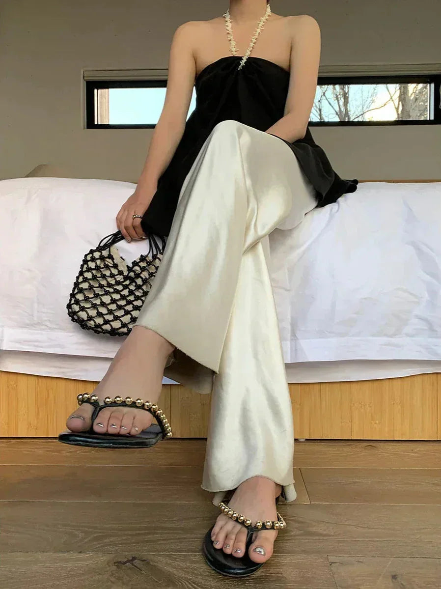 Gaia | Satin-Finish Wide-Leg Trousers