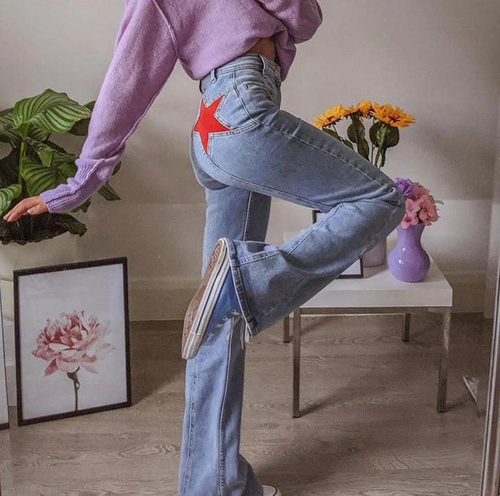 Kiki | Star-Embellished High-Waist Flared Jeans