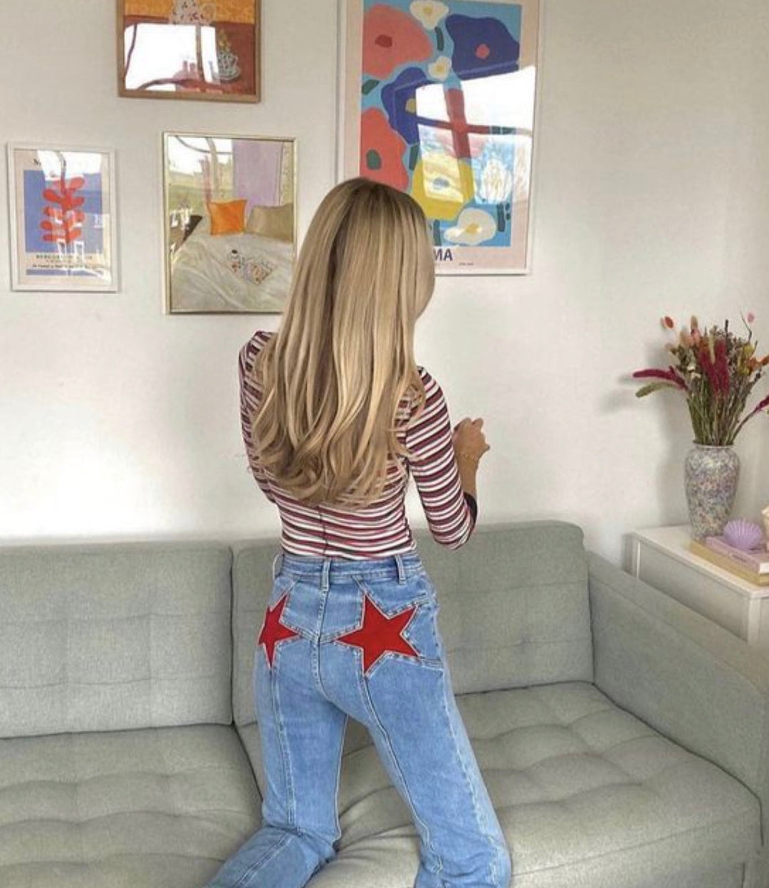 Kiki | Star-Embellished High-Waist Flared Jeans