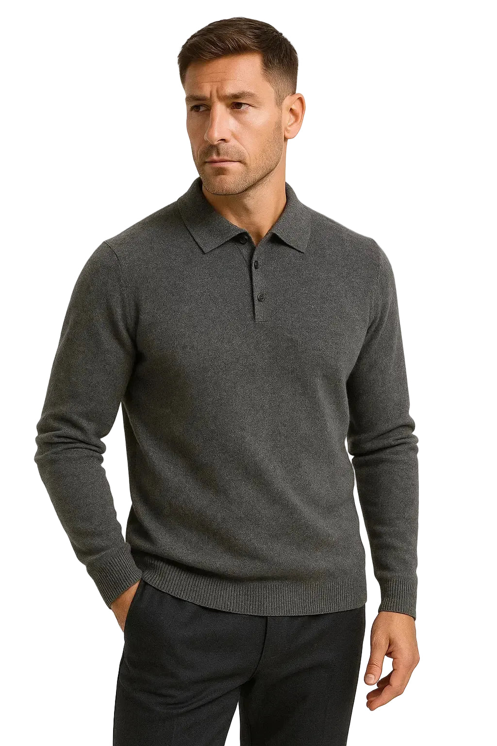 Men's Merino Knit Polo Sweater Short-Sleeve Collared Casual Everyday Wear