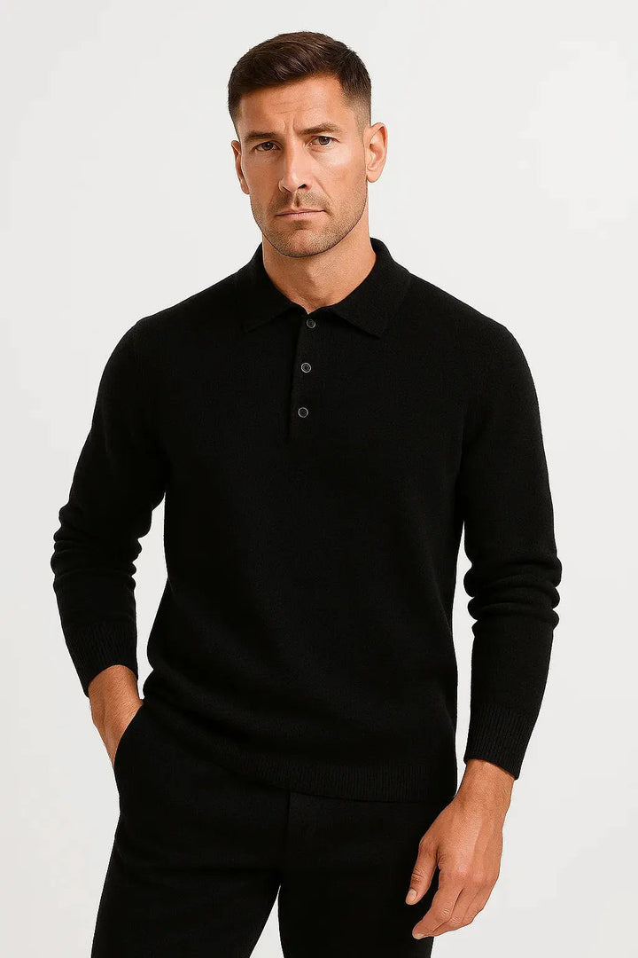 Men's Merino Knit Polo Sweater Short-Sleeve Collared Casual Everyday Wear
