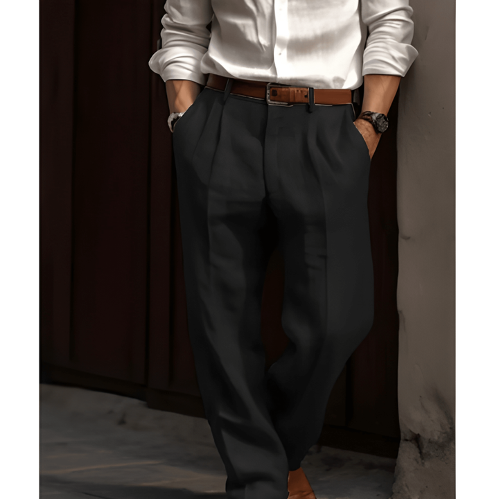 Men's Pleated Trousers Straight Leg Flat-Front Tailored Smart-Casual Office Formal Everyday Classic Redmond
