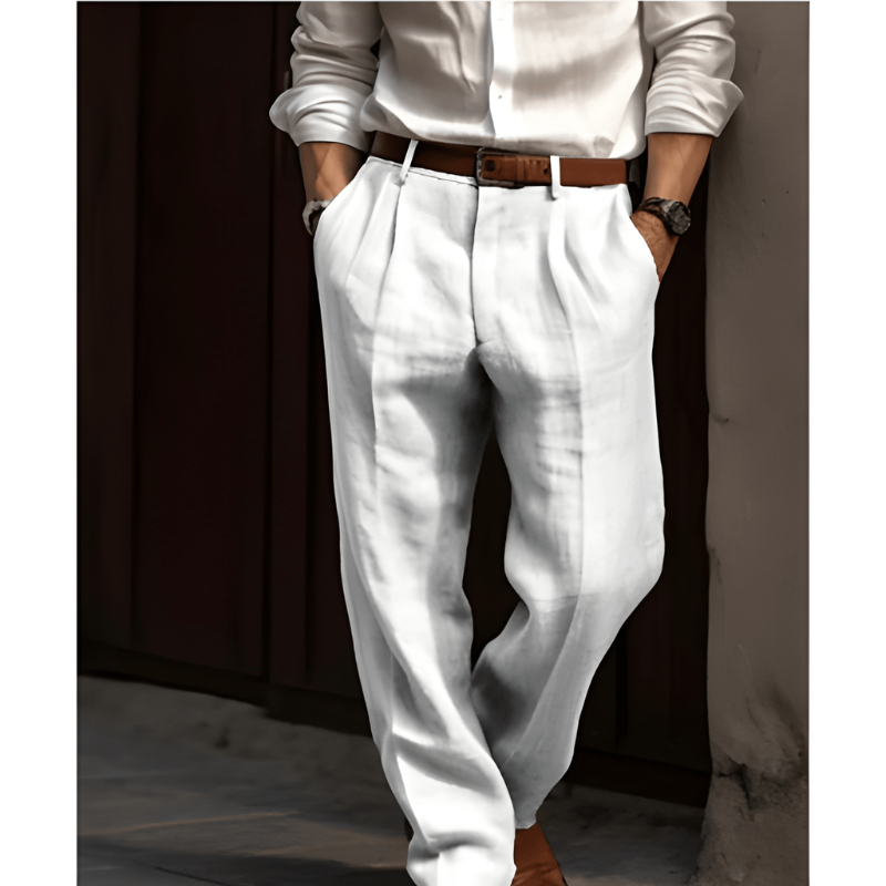 Men's Pleated Trousers Straight Leg Flat-Front Tailored Smart-Casual Office Formal Everyday Classic Redmond