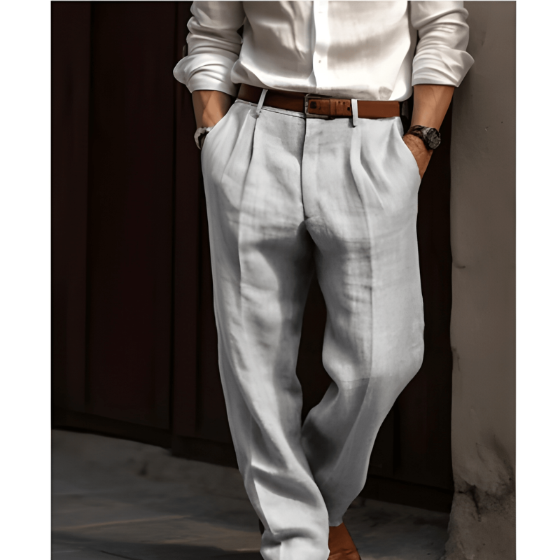 Men's Pleated Trousers Straight Leg Flat-Front Tailored Smart-Casual Office Formal Everyday Classic Redmond