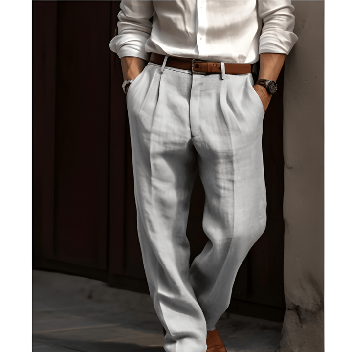 Men's Pleated Trousers Straight Leg Flat-Front Tailored Smart-Casual Office Formal Everyday Classic Redmond