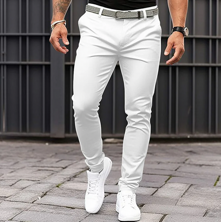 Men's Chino Trousers Slim Fit Stretch Flat-Front Smart-Casual Office Everyday Tailored Cotton Toby