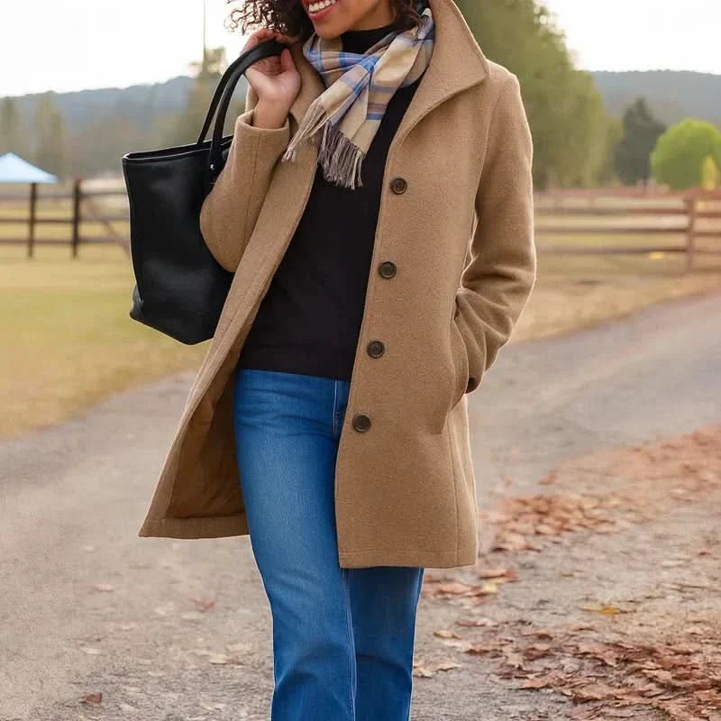 Elvianne | Premium Wool Buttoned Trench Coat