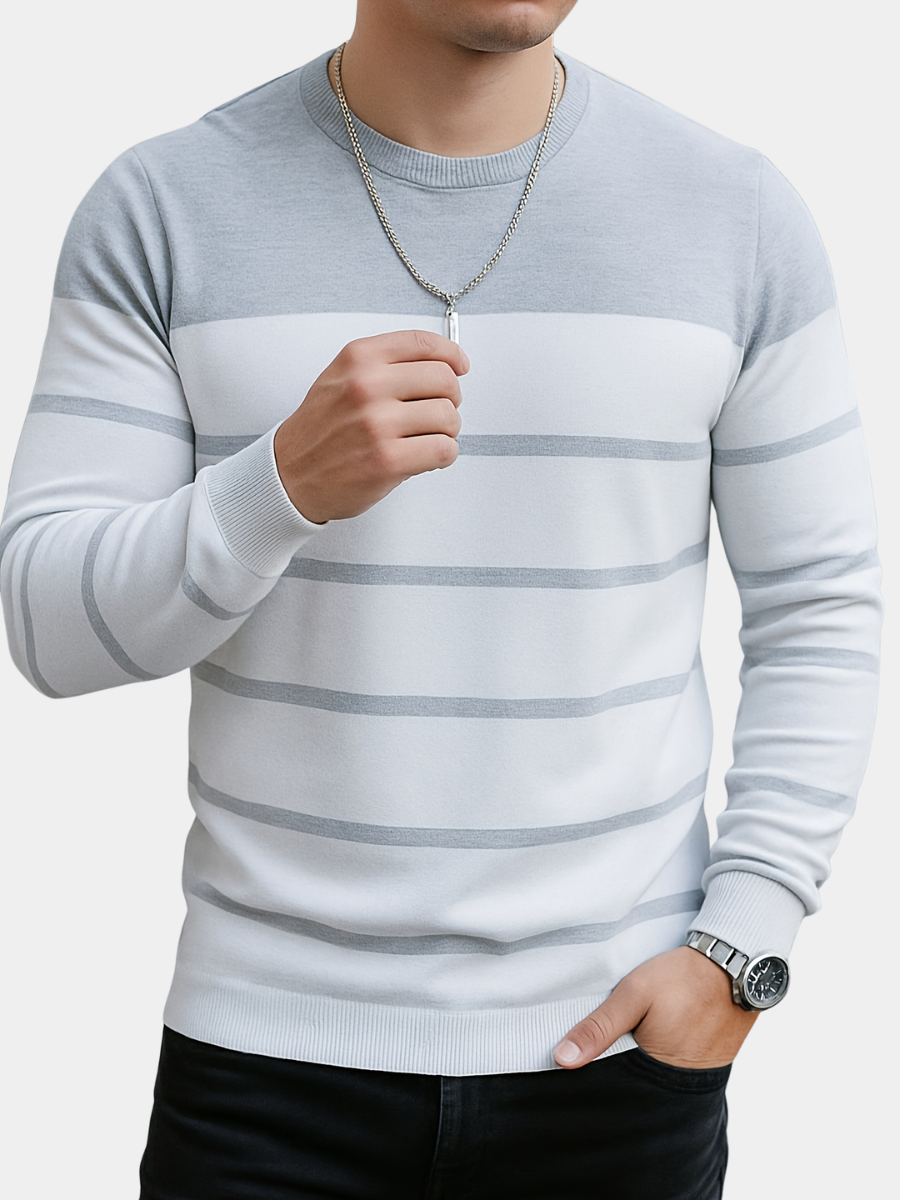 Men's Striped Knit Sweater Long Sleeve Crew Neck Casual Everyday Wear