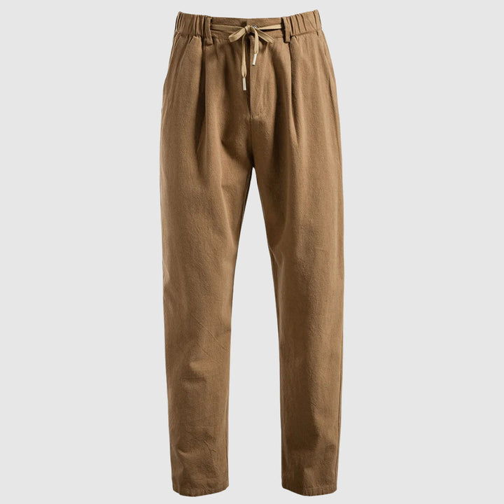 Men's Linen Trousers Wide Leg Drawstring Elastic Waist Breathable Summer Holiday Beach Casual Otis
