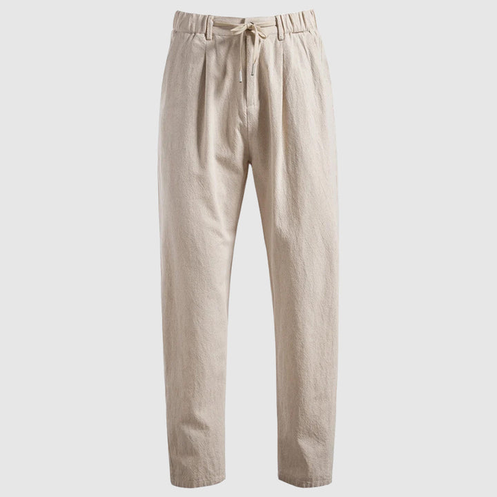 Men's Linen Trousers Wide Leg Drawstring Elastic Waist Breathable Summer Holiday Beach Casual Otis