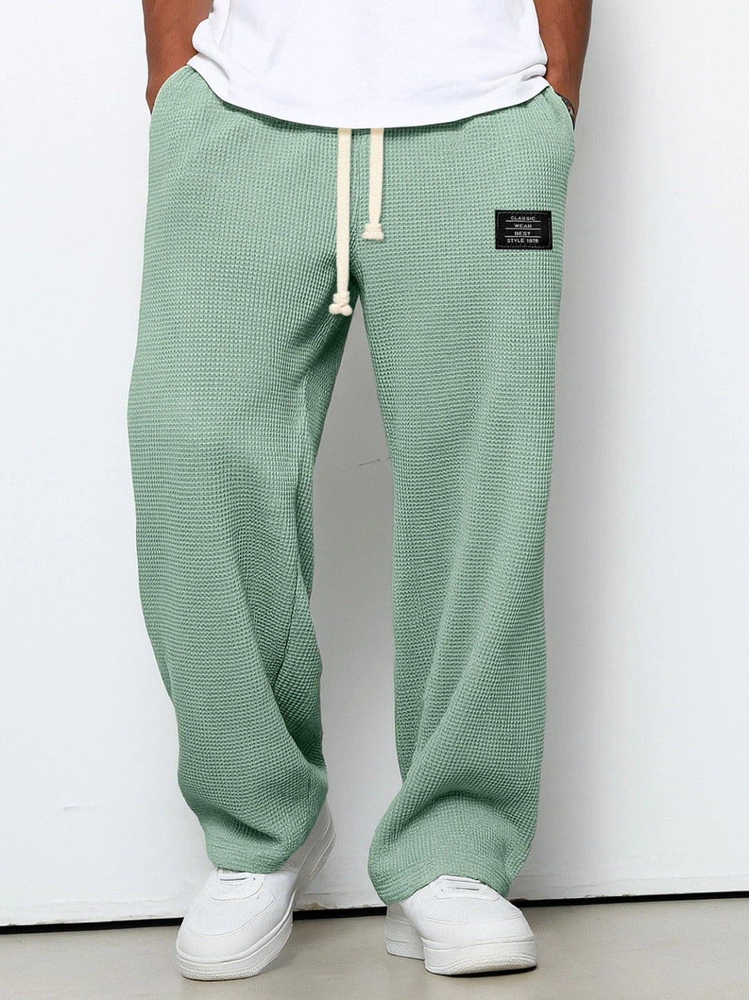 Men's Relaxed Trousers Adjustable Waist Drawstring Elastic Loose Fit Casual Everyday Smart-Casual Tapered Lounge Byron