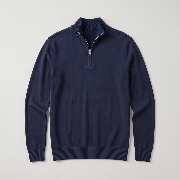 Men's Quarter Zip Sweater Knitted Stand Collar Long Sleeve Casual Autumn Layering Top