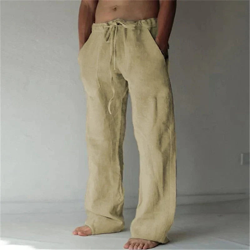 Men's Relaxed Trousers Loose Fit Drawstring Elastic Waist Casual Everyday Smart-Casual Tapered Lounge Comfort Fielding