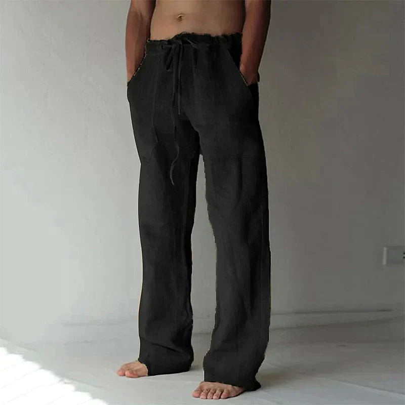 Men's Relaxed Trousers Loose Fit Drawstring Elastic Waist Casual Everyday Smart-Casual Tapered Lounge Comfort Fielding