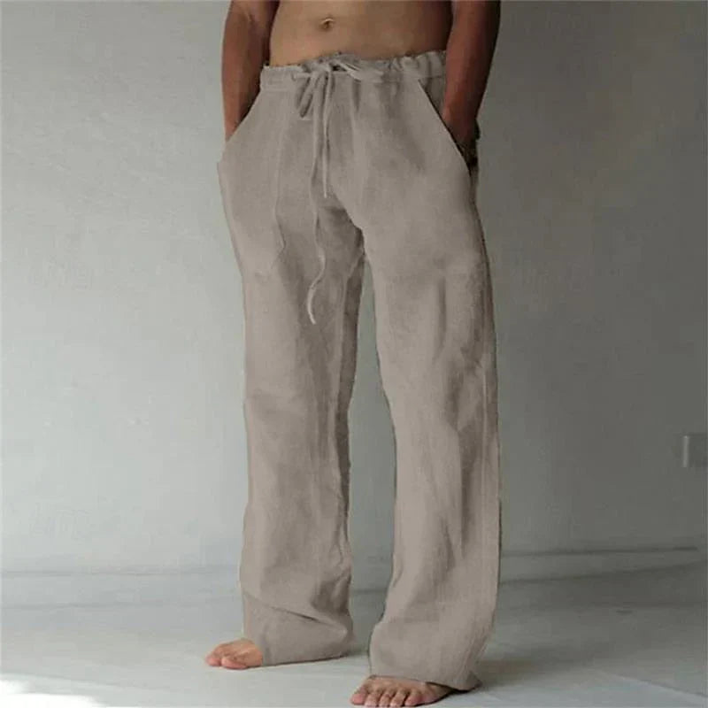 Men's Relaxed Trousers Loose Fit Drawstring Elastic Waist Casual Everyday Smart-Casual Tapered Lounge Comfort Fielding