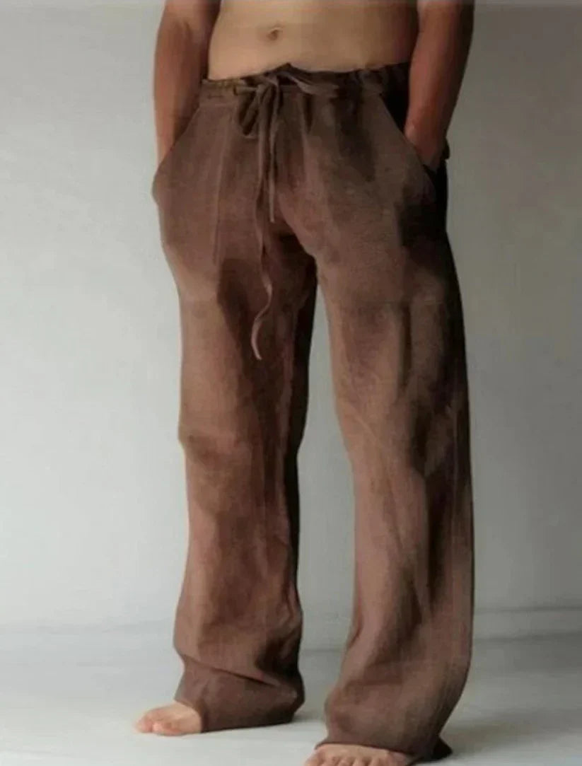 Men's Relaxed Trousers Loose Fit Drawstring Elastic Waist Casual Everyday Smart-Casual Tapered Lounge Comfort Fielding