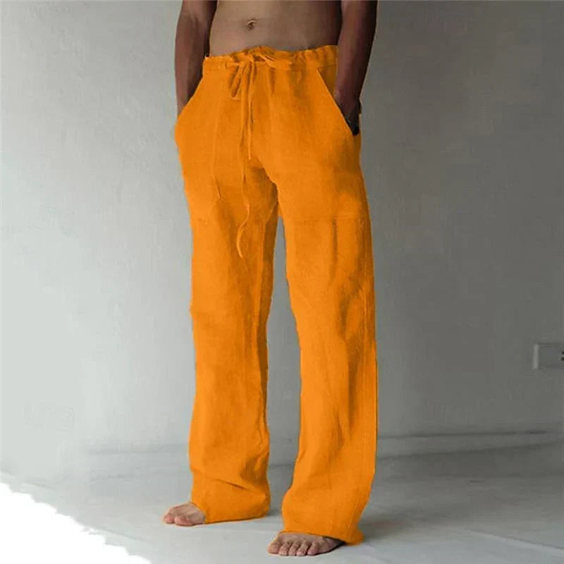 Men's Relaxed Trousers Loose Fit Drawstring Elastic Waist Casual Everyday Smart-Casual Tapered Lounge Comfort Fielding
