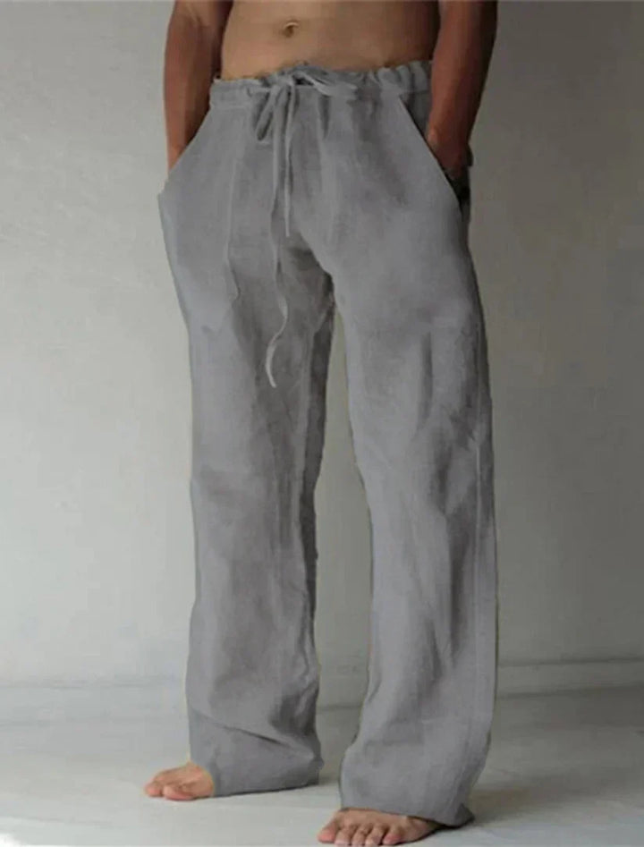 Men's Relaxed Trousers Loose Fit Drawstring Elastic Waist Casual Everyday Smart-Casual Tapered Lounge Comfort Fielding