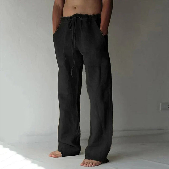 Men's Relaxed Trousers Loose Fit Drawstring Elastic Waist Casual Everyday Smart-Casual Tapered Lounge Comfort Fielding