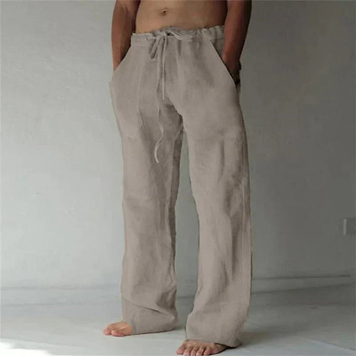 Men's Relaxed Trousers Loose Fit Drawstring Elastic Waist Casual Everyday Smart-Casual Tapered Lounge Comfort Fielding