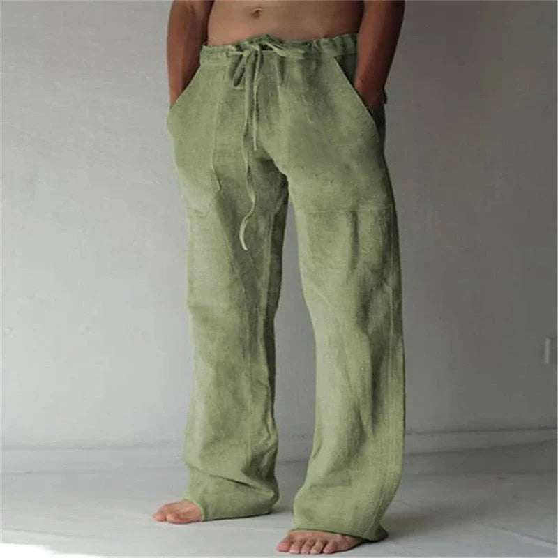 Men's Relaxed Trousers Loose Fit Drawstring Elastic Waist Casual Everyday Smart-Casual Tapered Lounge Comfort Fielding