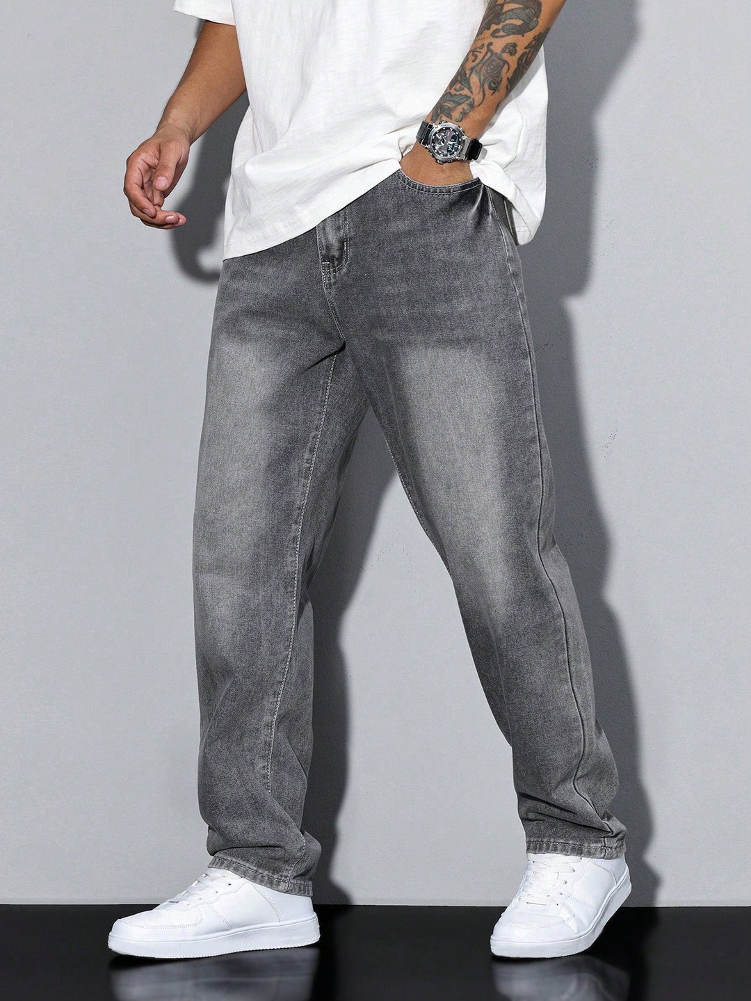 Men's Jeans Straight Leg Denim Regular Fit Five-Pocket Casual Everyday Relaxed Streetwear Washed Versatile Merle