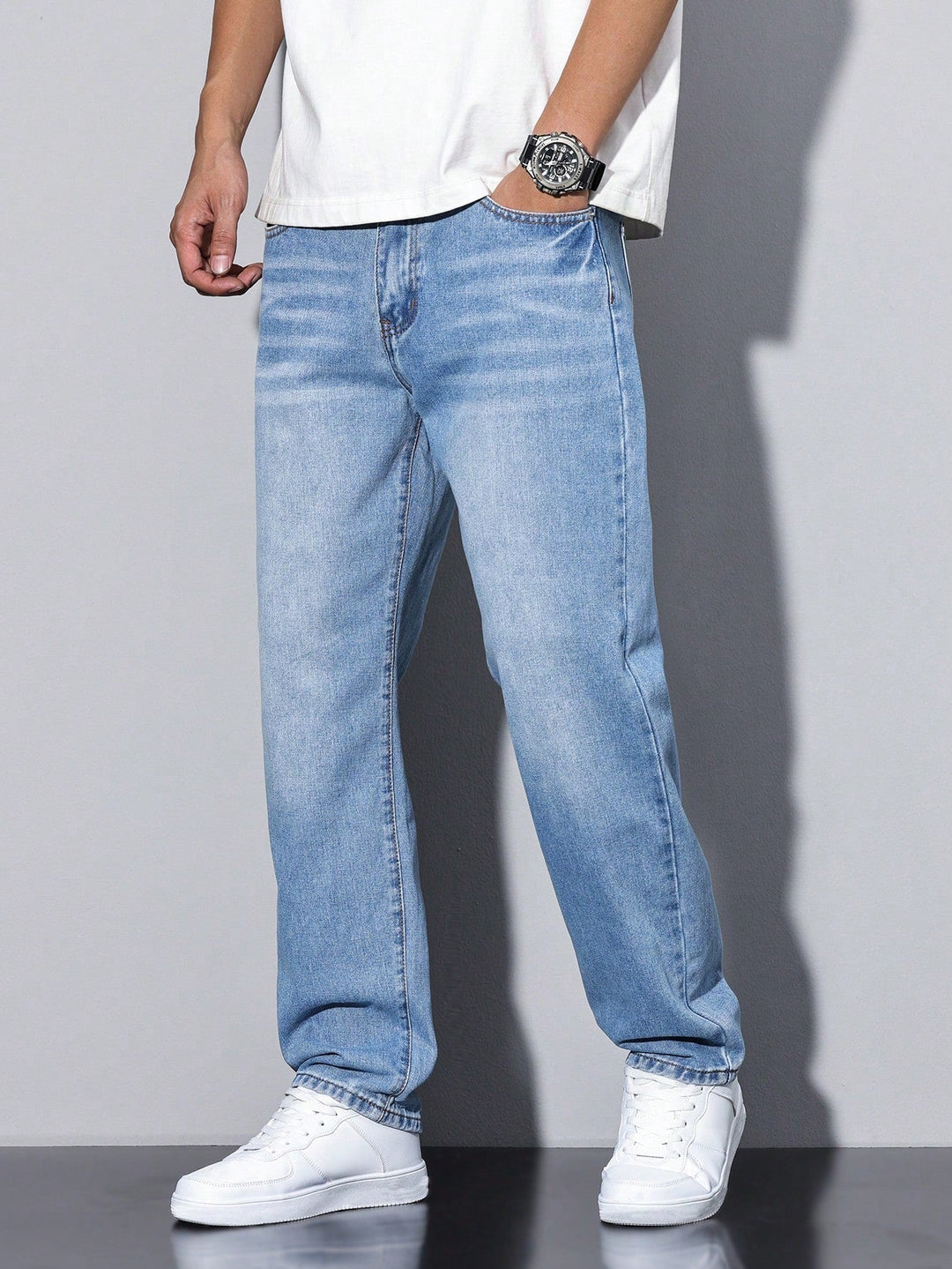 Men's Jeans Straight Leg Denim Regular Fit Five-Pocket Casual Everyday Relaxed Streetwear Washed Versatile Merle