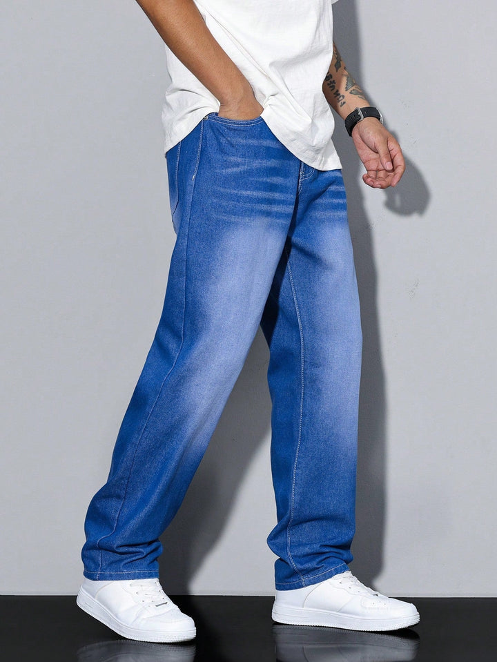 Men's Jeans Straight Leg Denim Regular Fit Five-Pocket Casual Everyday Relaxed Streetwear Washed Versatile Merle