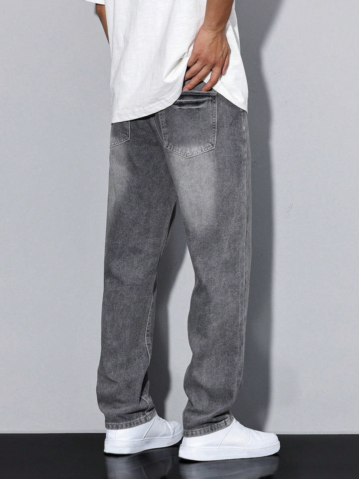 Men's Jeans Straight Leg Denim Regular Fit Five-Pocket Casual Everyday Relaxed Streetwear Washed Versatile Merle