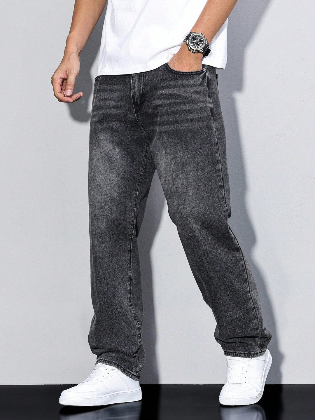Men's Jeans Straight Leg Denim Regular Fit Five-Pocket Casual Everyday Relaxed Streetwear Washed Versatile Merle