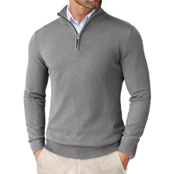 Men's Half-Zip Sweater Knitted Ribbed Pullover Casual Smart-Casual Layering Everyday Warm Versatile Comfort Halvor
