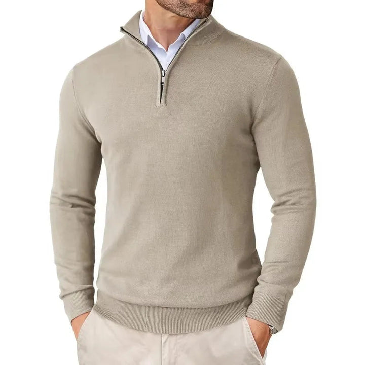 Men's Half-Zip Sweater Knitted Ribbed Pullover Casual Smart-Casual Layering Everyday Warm Versatile Comfort Halvor