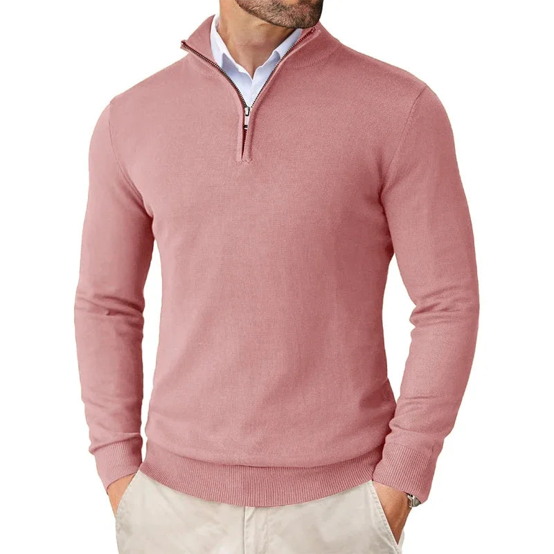 Men's Half-Zip Sweater Knitted Ribbed Pullover Casual Smart-Casual Layering Everyday Warm Versatile Comfort Halvor